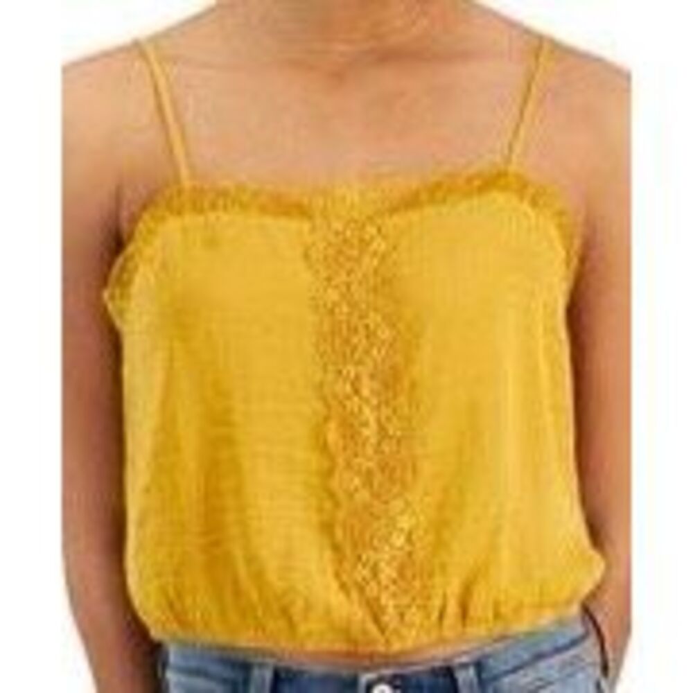 Hippie Rose Juniors Lace-Trim Tank Top B4HP (Gold Juniors Size  L)
